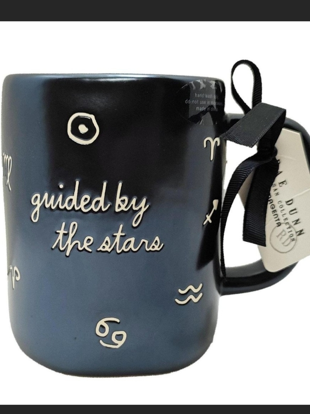 Rae Dunn Black 'guided by the stars' Ceramic Mug